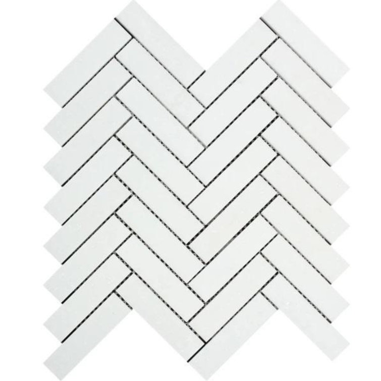 Tiles R Us Thassos 12" x 13" Marble Herringbone Mosaic Wall & Floor